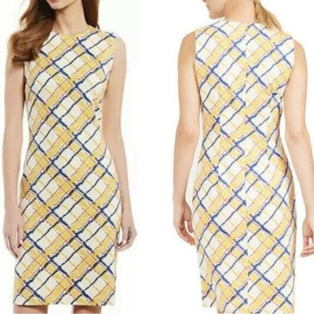 NEW J. McLaughlin Devon Sleeveless Shift Dress Chalk Plaid Print Bainbridge M
